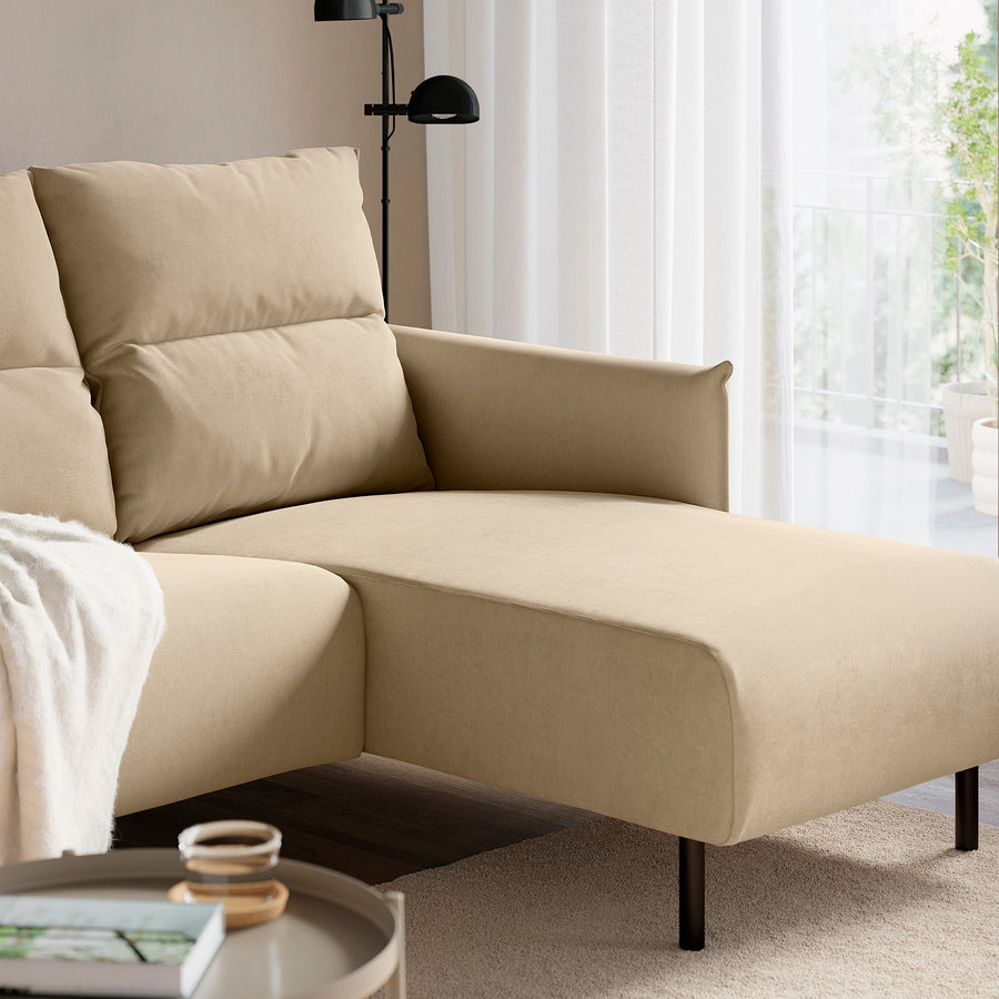 MANNARP 4-seat sofa with chaise longue, Saxemara grey-beige, 269 cm