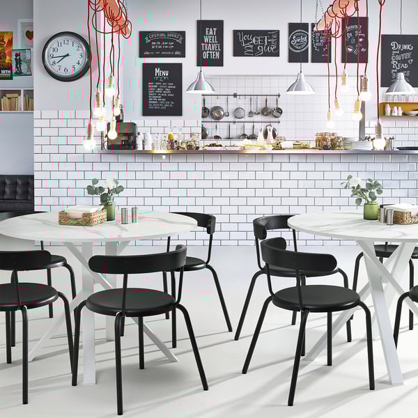 MARIEDAMM table, white marble effect, 105 cm