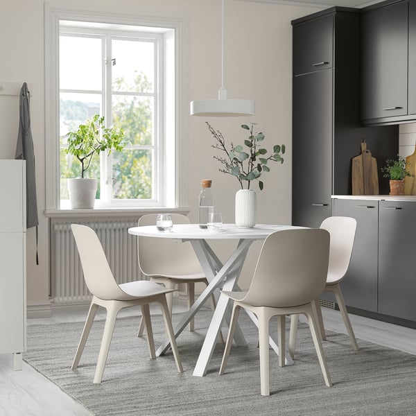 MARIEDAMM table, white marble effect, 105 cm