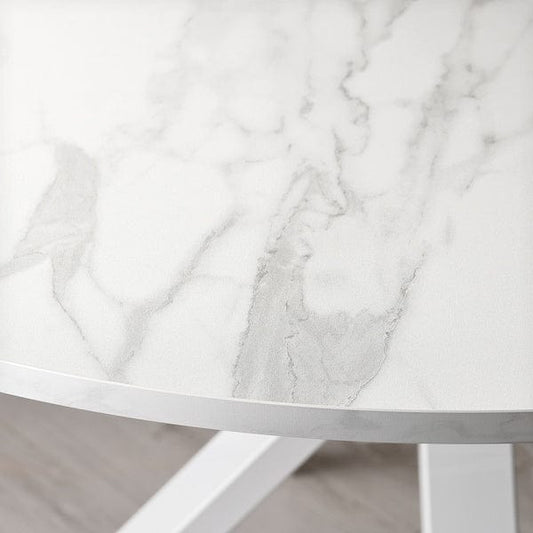 Ikea MARIEDAMM - Table, white marble effect,105 cm