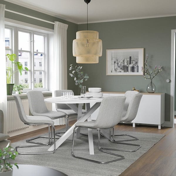 Ikea MARIEDAMM - Table, white marble effect,180x100 cm