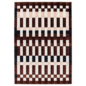 MARKBLÅMME rug, low pile, multicolour/check pattern, 160x230 cm