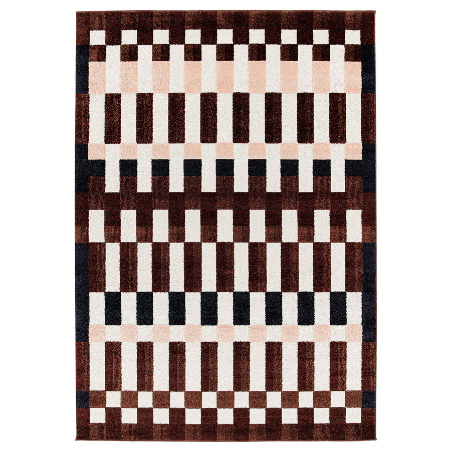 MARKBLÅMME rug, low pile, multicolour/check pattern, 160x230 cm