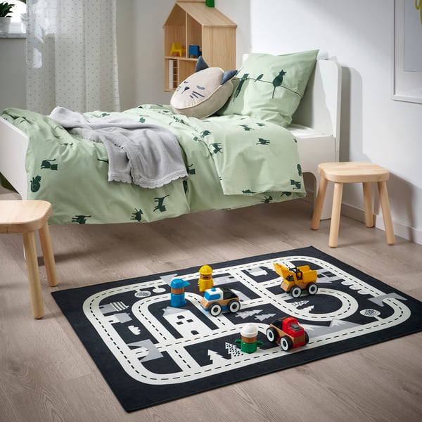 MARKKRYPARE rug, dark grey, 74x100 cm