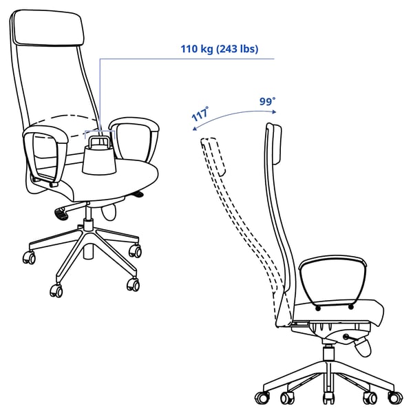 MARKUS office chair, Vissle dark grey, Medio