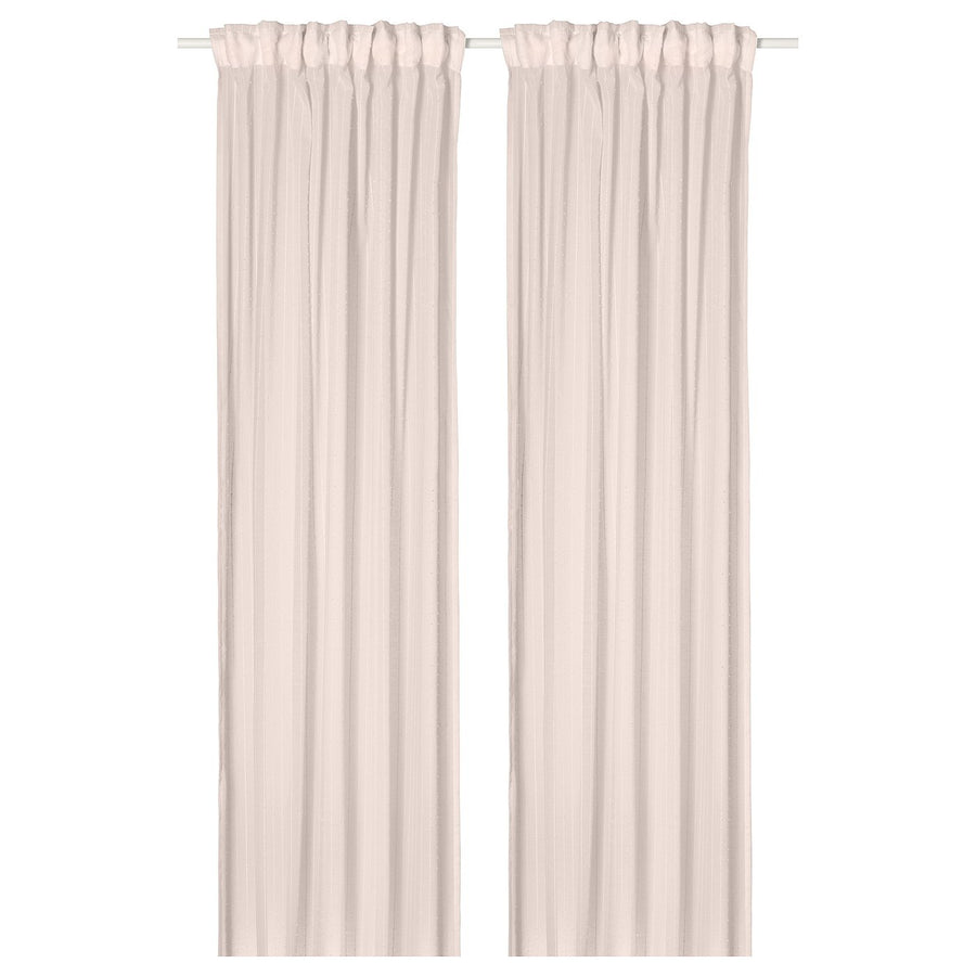 MATILDA sheer curtains, 1 pair, pale pink/with heading tape, 145x300 cm