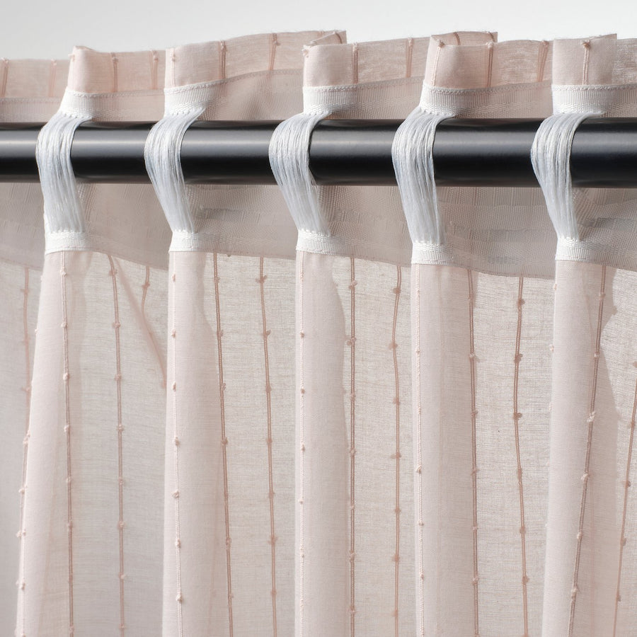 MATILDA sheer curtains, 1 pair, pale pink/with heading tape, 145x300 cm