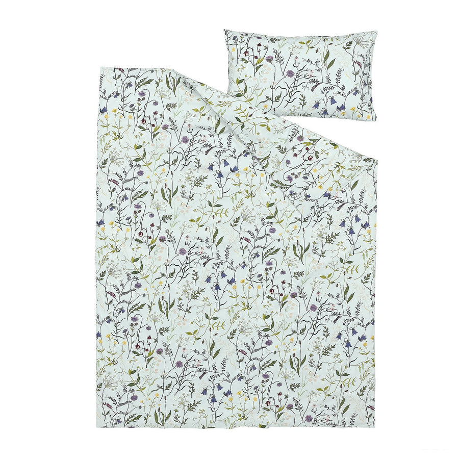 MATTOXBÄR duvet cover and pillowcase, pale blue/floral pattern, 150x200/50x80 cm