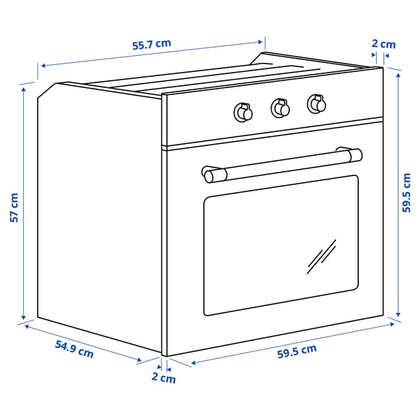 MATTRADITION forced air oven, IKEA 300 black, 90.0x59.5 cm