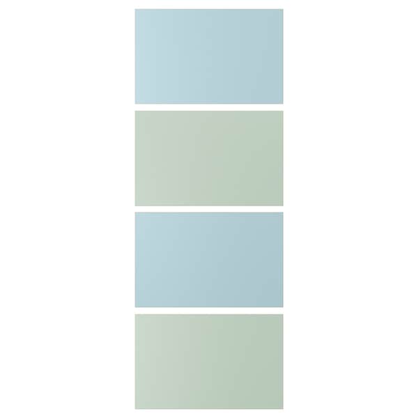 MEHAMN 4 panels for sliding door frame, light blue/light green, 75x201 cm