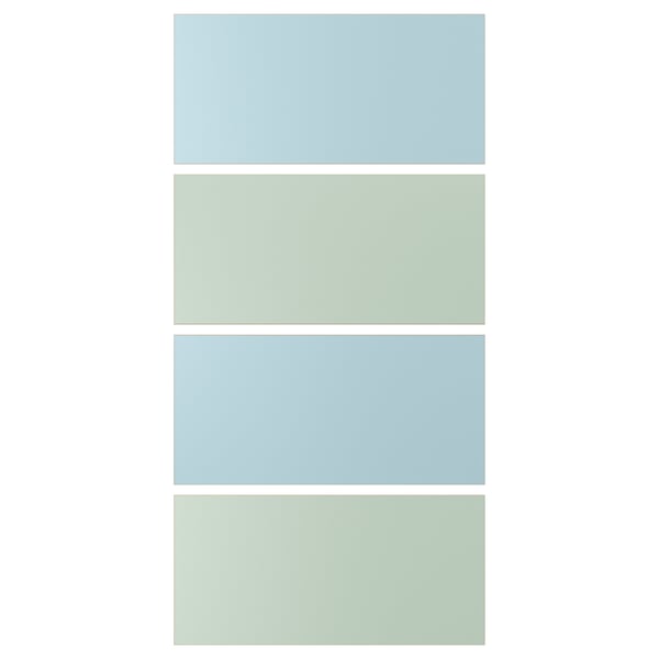 MEHAMN 4 panels for sliding door frame, light blue/light green, 100x201 cm