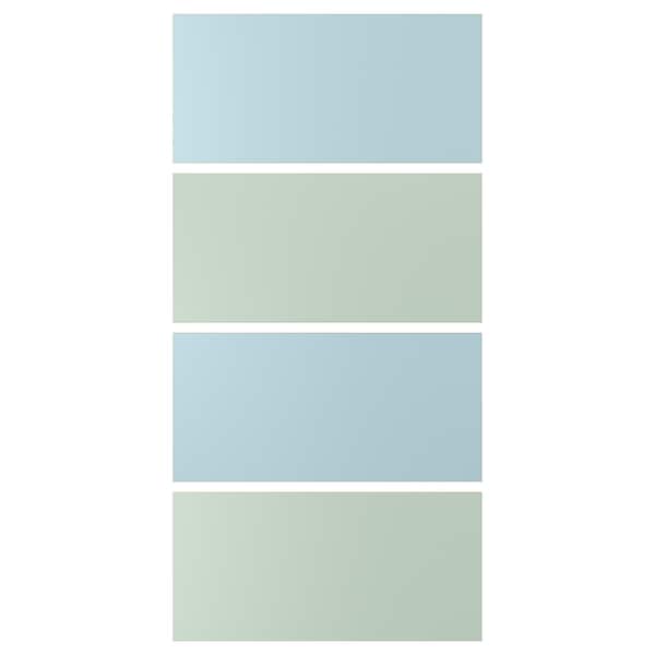MEHAMN 4 panels for sliding door frame, light blue/light green, 100x201 cm