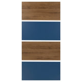 MEHAMN 4 panels for sliding door frame, walnut effect/blue, 100x201 cm
