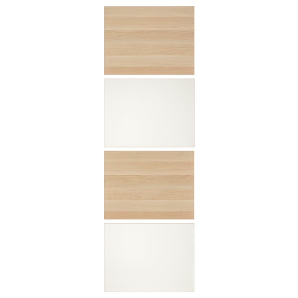 MEHAMN 4 panels for sliding door frame, white stained oak effect/white, 75x236 cm