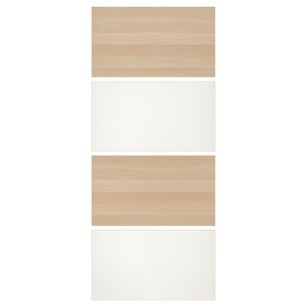 MEHAMN 4 panels for sliding door frame, white stained oak effect/white, 100x236 cm