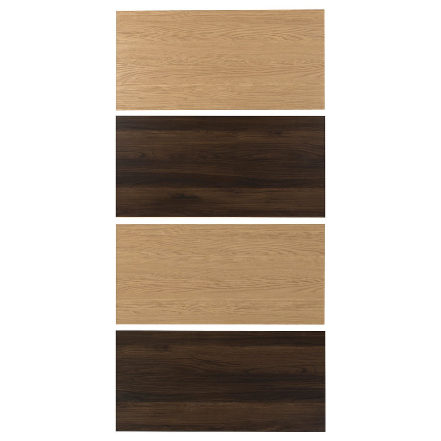 MEHAMN 4 panels for sliding door frame, dark brown oak effect/oak effect, 100x201 cm