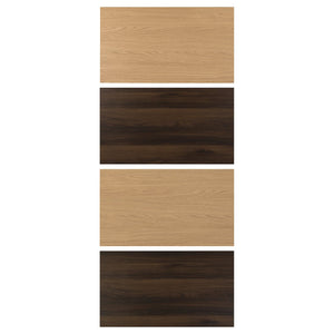 MEHAMN 4 panels for sliding door frame, dark brown oak effect/oak effect, 100x236 cm