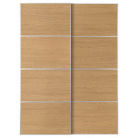 MEHAMN pair of sliding doors, aluminium/double sided oak effect, 150x201 cm