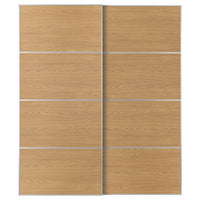 MEHAMN pair of sliding doors, aluminium/double sided oak effect, 200x236 cm