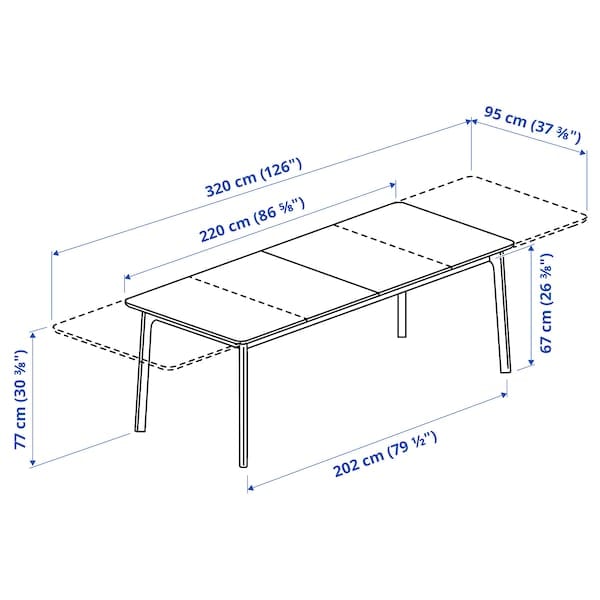 Ikea MELLANSEL - Extending table, oak veneer, , 220/320x95 cm