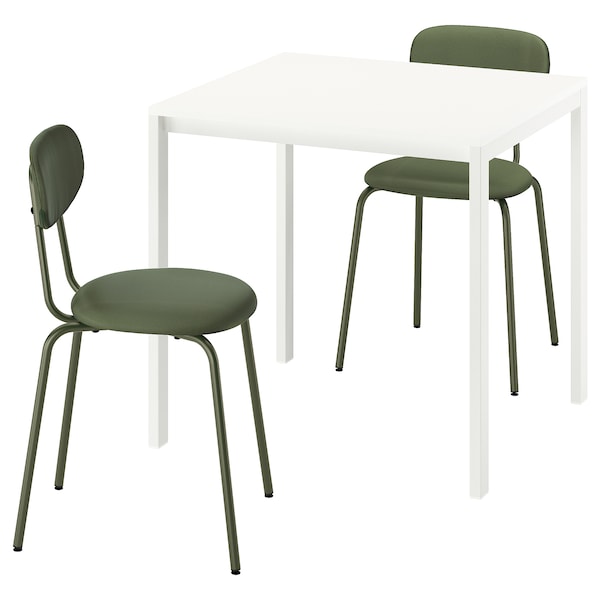 MELLTORP / ÖSTANÖ - Table and 2 chairs, white white/Remmarn deep green,75 cm