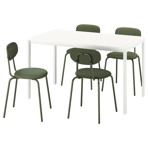 MELLTORP / ÖSTANÖ - Table and 4 chairs, white white/Remmarn green,125 cm