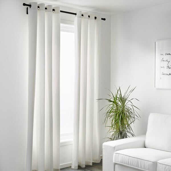 MERETE room darkening curtains, 1 pair, white/with eyelets, 145x300 cm