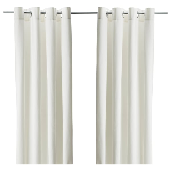 MERETE room darkening curtains, 1 pair, white/with eyelets, 145x300 cm