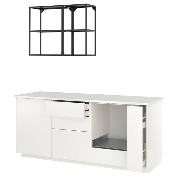 METOD kitchen, white/Veddinge white, 210x60x227 cm