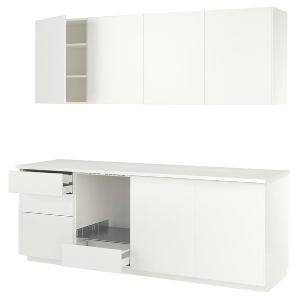 METOD kitchen, white/Veddinge white, 246x60x227 cm