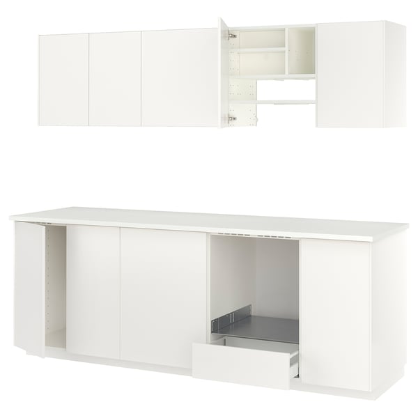 METOD kitchen, white/Veddinge white, 246x60x207 cm