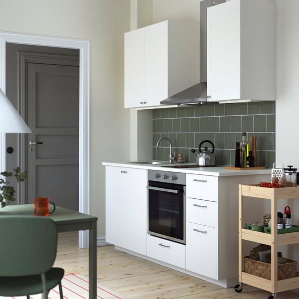 METOD kitchen, white/Veddinge white, 186x60x227 cm