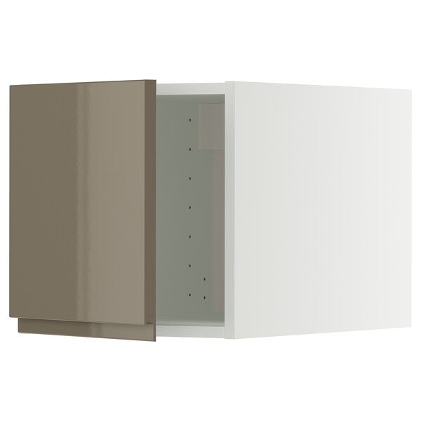 METOD top cabinet, white/Voxtorp high-gloss dark grey-brown, 40x40 cm