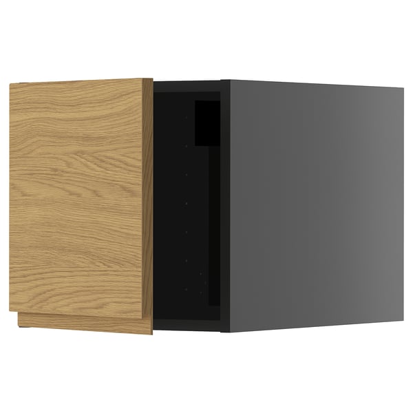 METOD top cabinet, black-grey/Voxtorp oak effect, 40x40 cm