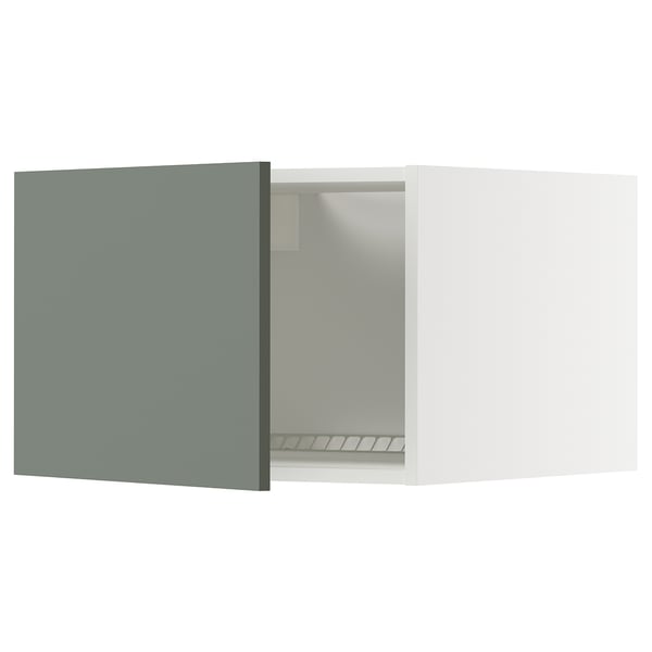 METOD top cabinet for fridge/freezer, white/Nickebo matt grey-green, 60x40 cm