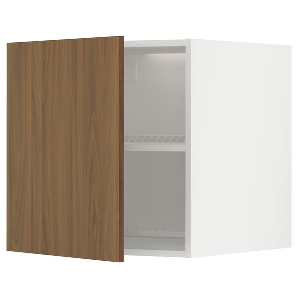 METOD top cabinet for fridge/freezer, white/Tistorp brown walnut effect, 60x60 cm