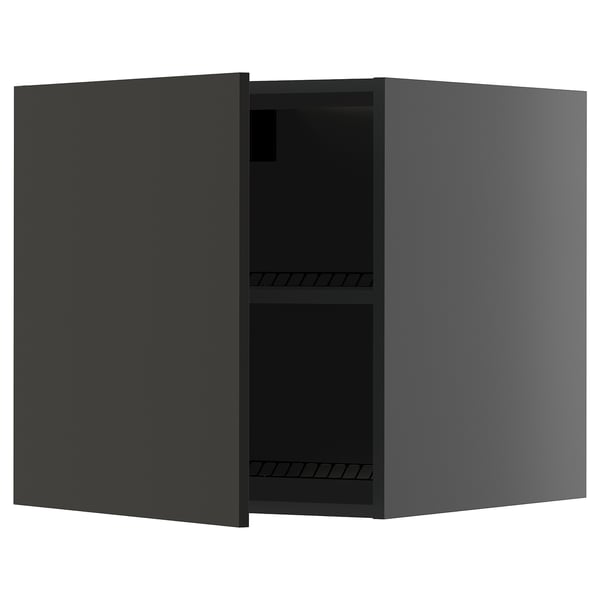 METOD top cabinet for fridge/freezer, black-grey/Nickebo matt anthracite, 60x60 cm