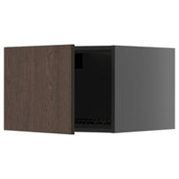 METOD top cabinet for fridge/freezer, black-grey/Sinarp brown, 60x40 cm