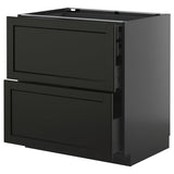 METOD / KNIVSHULT base cb 2 frnts/2 low/1 md/1 hi drw, black-grey/Lerhyttan black stained, 80x60 cm