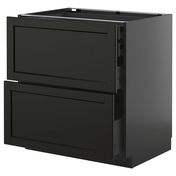 METOD / KNIVSHULT base cb 2 frnts/2 low/1 md/1 hi drw, black-grey/Lerhyttan black stained, 80x60 cm