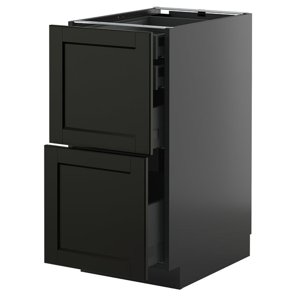METOD / KNIVSHULT base cb 2 frnts/2 low/1 md/1 hi drw, black-grey/Lerhyttan black stained, 40x60 cm
