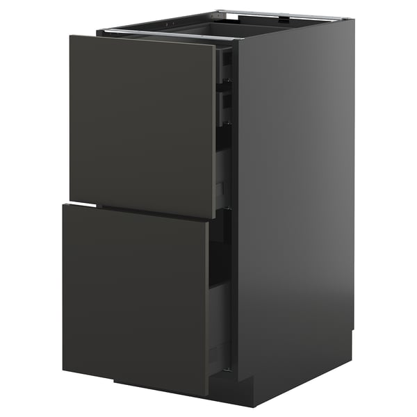 METOD / KNIVSHULT base cb 2 frnts/2 low/1 md/1 hi drw, black-grey/Nickebo matt anthracite, 40x60 cm