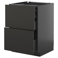 METOD / KNIVSHULT base cb 2 frnts/2 low/1 md/1 hi drw, black-grey/Nickebo matt anthracite, 60x60 cm