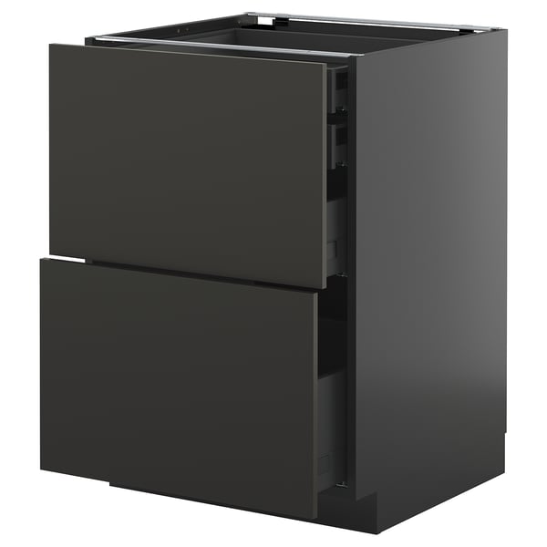METOD / KNIVSHULT base cb 2 frnts/2 low/1 md/1 hi drw, black-grey/Nickebo matt anthracite, 60x60 cm