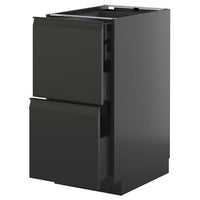 METOD / KNIVSHULT base cb 2 frnts/2 low/1 md/1 hi drw, black-grey/Upplöv matt anthracite, 40x60 cm