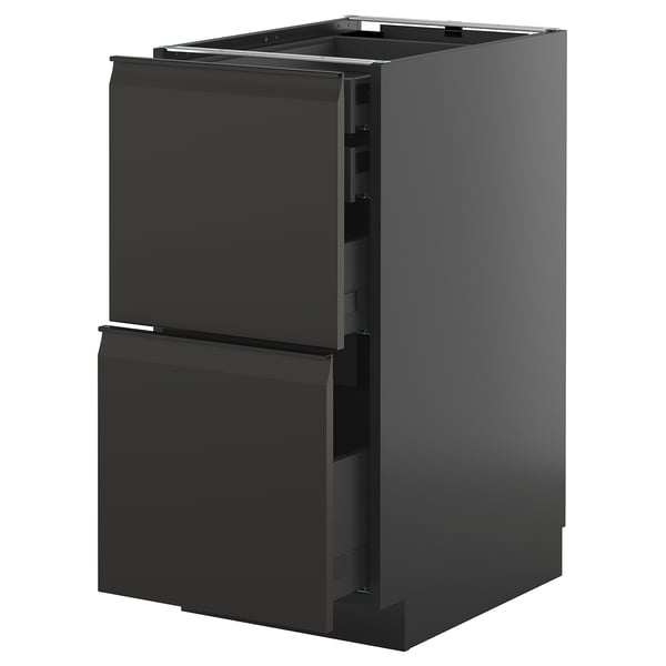 METOD / KNIVSHULT base cb 2 frnts/2 low/1 md/1 hi drw, black-grey/Upplöv matt anthracite, 40x60 cm