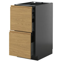 METOD / KNIVSHULT base cb 2 frnts/2 low/1 md/1 hi drw, black-grey/Voxtorp oak effect, 40x60 cm