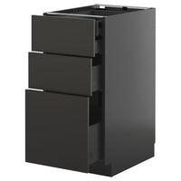 METOD / KNIVSHULT base cb 3 frnts/2 low/1 md/1 hi drw, black-grey/Nickebo matt anthracite, 40x60 cm