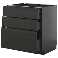 METOD / KNIVSHULT base cb 3 frnts/2 low/1 md/1 hi drw, black-grey/Upplöv matt anthracite, 80x60 cm