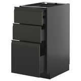 METOD / KNIVSHULT base cb 3 frnts/2 low/1 md/1 hi drw, black-grey/Upplöv matt anthracite, 40x60 cm